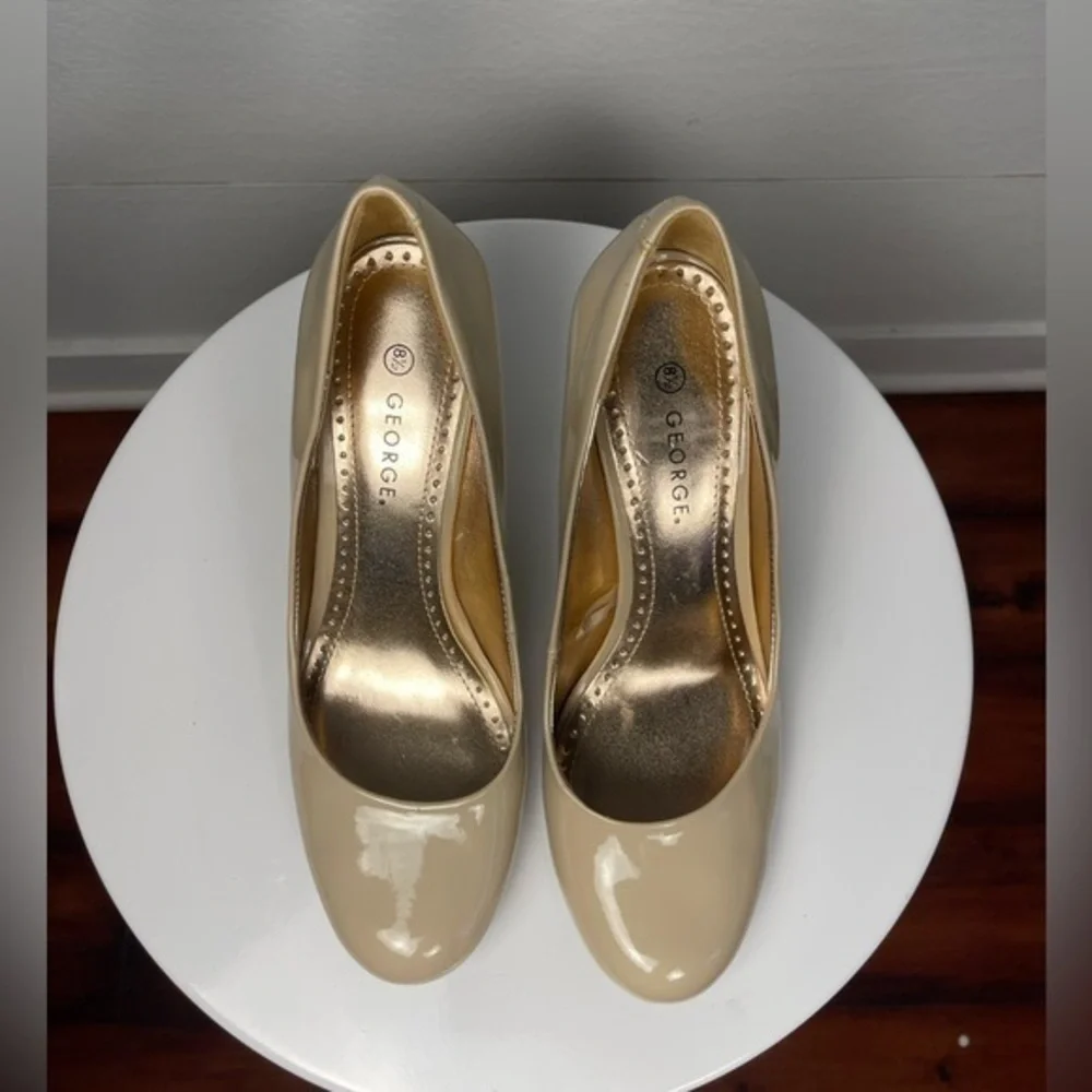 Beige Patent Leather Shoes by George Size 8.5